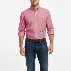Vineyard Vines Shirt Men’s Pink Large Classic Fit Murray Gingham Dress Button Up